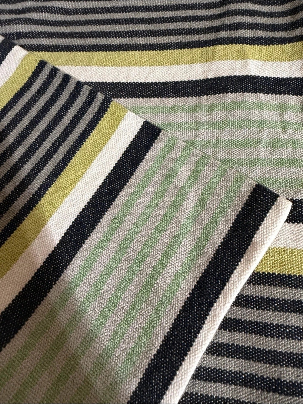 IKEA RAGGBORG decorative two pillow cover in striped Green 16x26 cotton